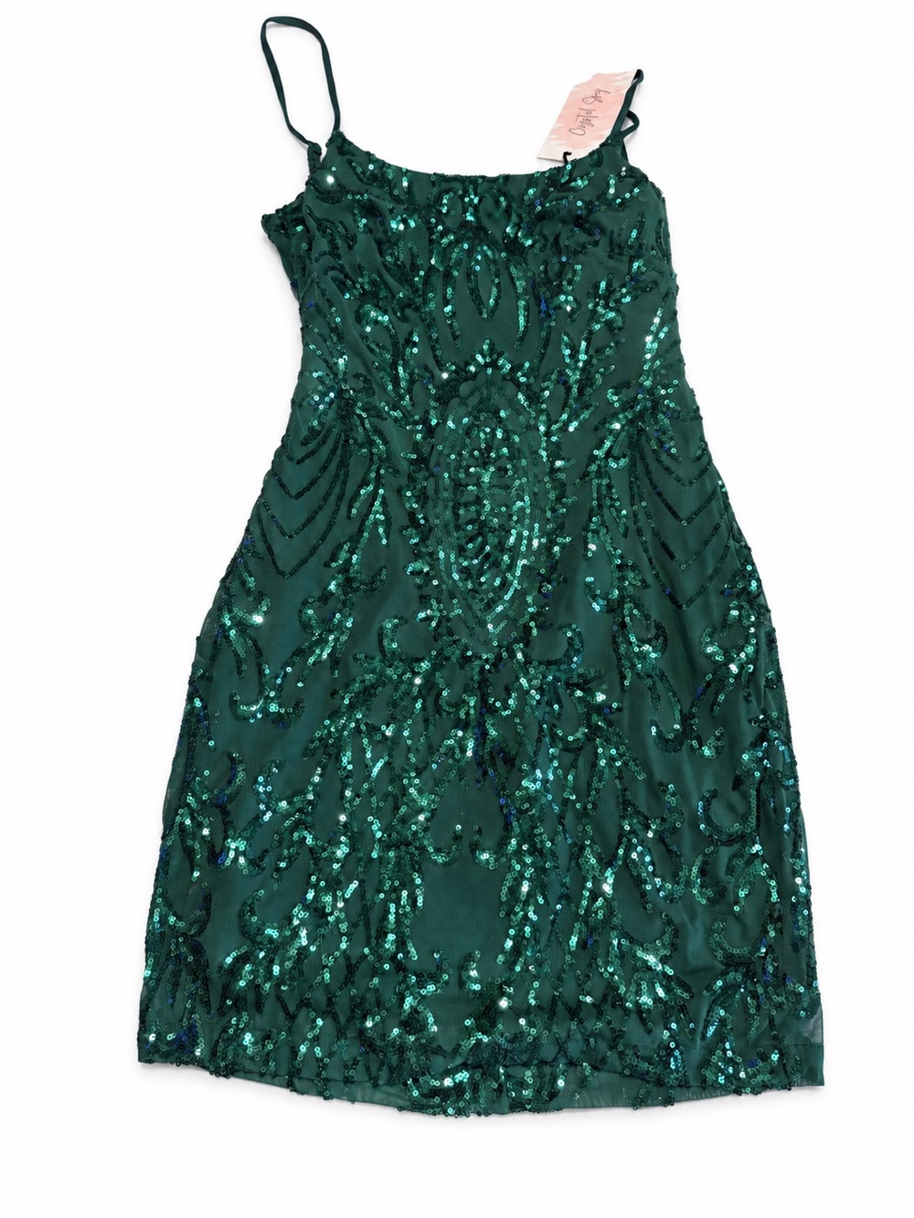 Green Sequin Embellished Mini Dress